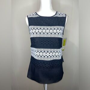 Gianni Bini Black and Ivory Lace Tank
